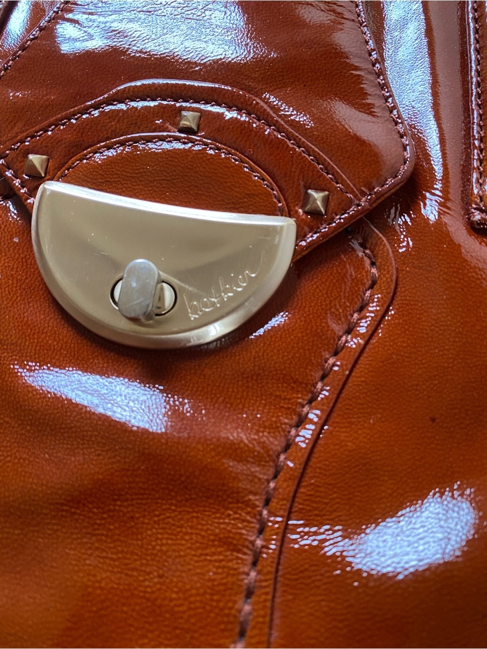 Botkier caramel studded patent leather bag briefcase